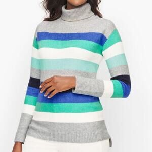 Talbots Relaxed Turtleneck Wide Stripe High Low Hem Pullover Sweater Sz: PL -NWT